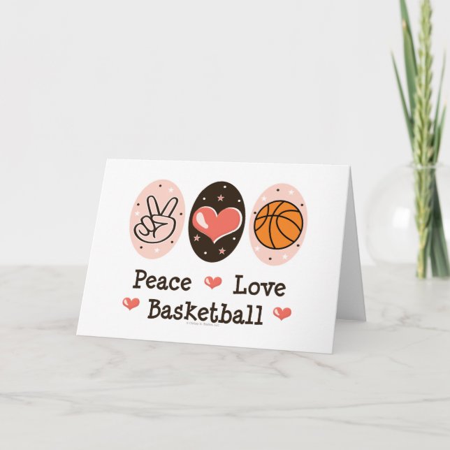 Cartão de Saudação de Vazio de Basquete Peace Love (Frente)