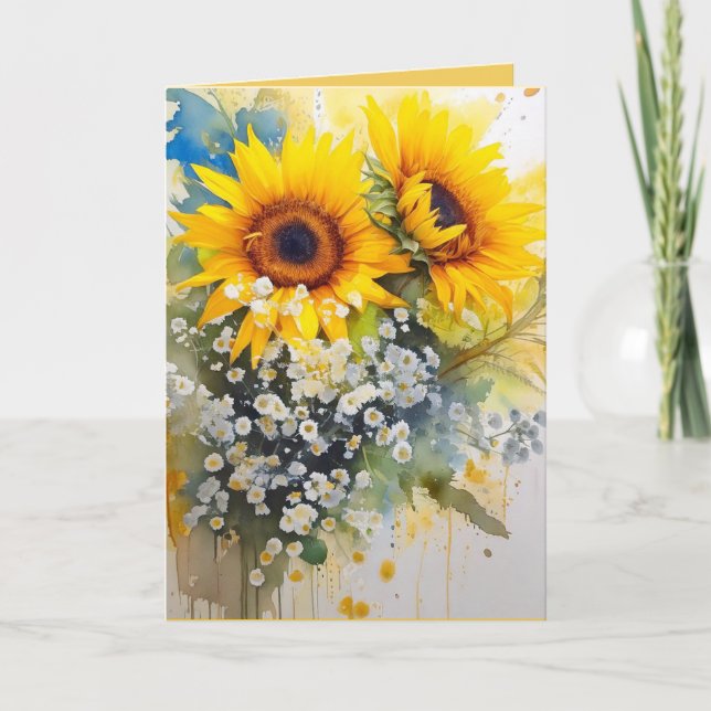 Cartão de Saudação de Vazio de Girassol (Frente)