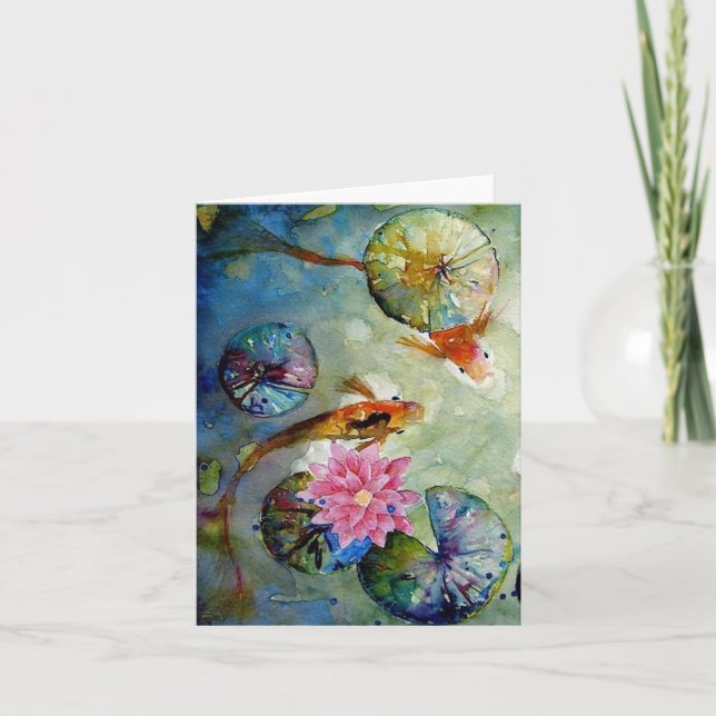 Cartão de Saudação de VAZIO de Peixe Koi (Frente)