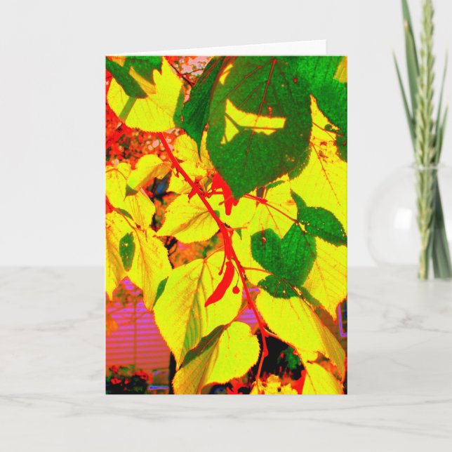 Cartão de saudação de Vazio 'Glowning Autumn Leave (Frente)
