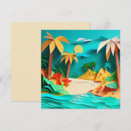 Cartão de Saudação de Vazio Tropical de Praia 3D P