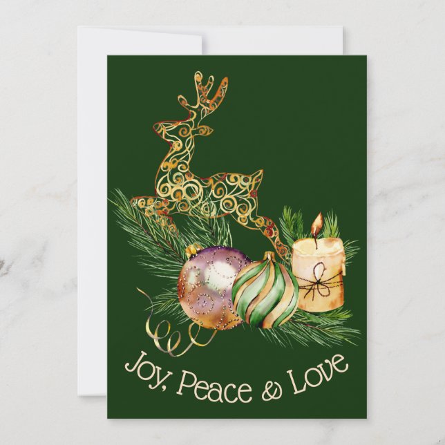 Cartão de Saudação de Vestido e Decoração de Natal (Frente)