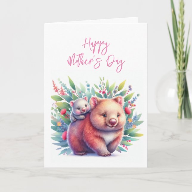 Cartão de Saudação Dia de as mães Wombat (Frente)