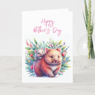 Cartão de Saudação Dia de as mães Wombat