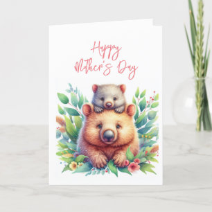 Cartão de Saudação Dia de as mães Wombat