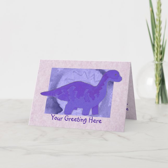 Cartão de Saudação Dinossauro Roxo (Frente)