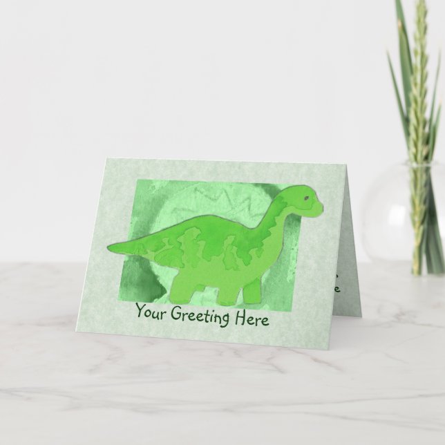 Cartão de Saudação Dinossauro Verde (Frente)
