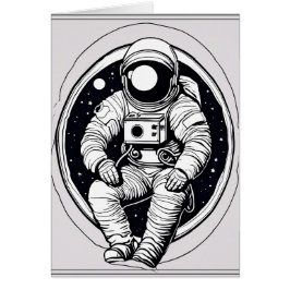 Cartão de Saudação do Astronauta Espacial Minimali
