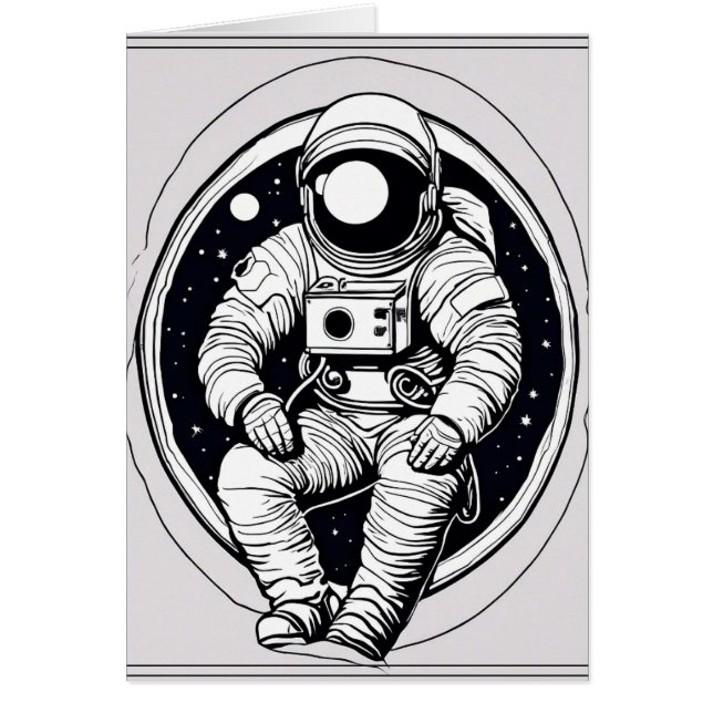 Cartão de Saudação do Astronauta Espacial Minimali (Frente)
