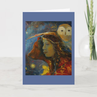 Cartão de Saudação do Bear Owl da Força Sabedoria