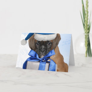 Cartão de saudação do cão Boxer de Natal