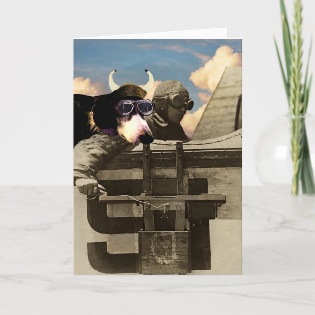 Cartão de saudação do cão voador (Frente)