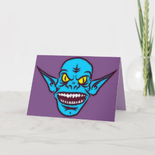 cartão de saudação do demônio do troll zombie azul