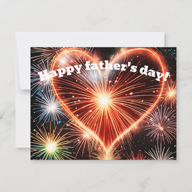 Cartão de saudação do dia de os pais com fogos de  (Frente)