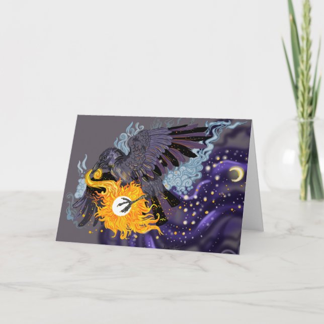 Cartão de Saudação do Folclore do Céu Raven (Frente)