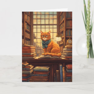 cartão de saudação do gato da biblioteca #4