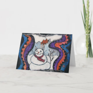 cartão de saudação do gato-da-neve