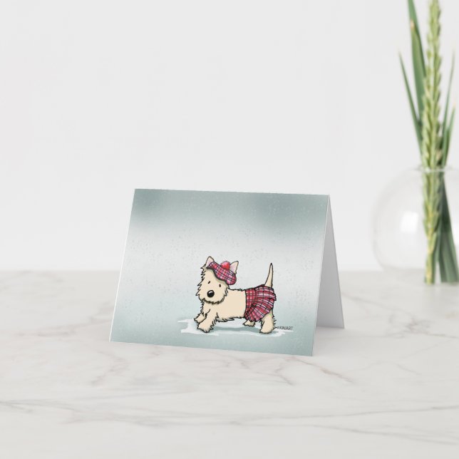 Cartão de Saudação do KiniArt Cairn Rainy Day (Frente)