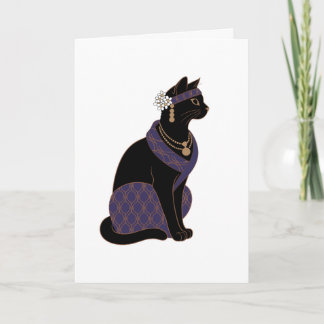 Cartão de Saudação do Oracle Roxo Gato Preto