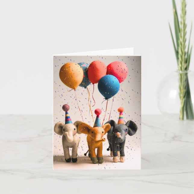 Cartão de Saudação do Partido Elefante Feliz (Frente)