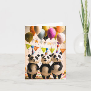 Cartão de Saudação do Partido Panda Feliz