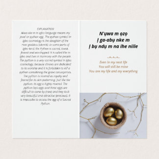 Cartão de Saudação do Poema de Amor Romântico Igbo