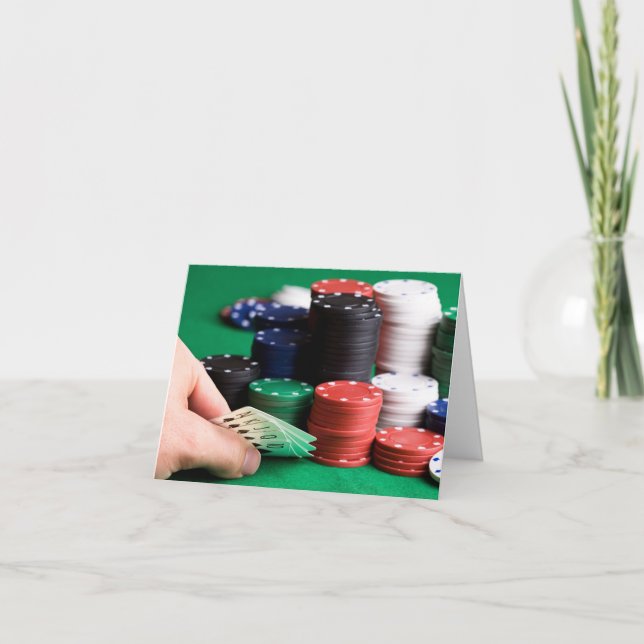 Cartão de saudação do Poker de texto personalizado (Frente)