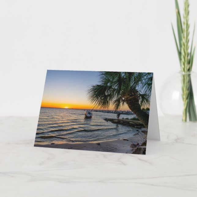 Cartão de Saudação do Pôr do Sol da Brisa do Golfo (Frente)