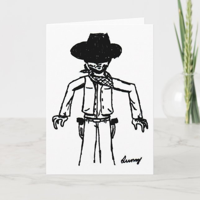 Cartão de Saudação do Sketch Cowboy (Frente)