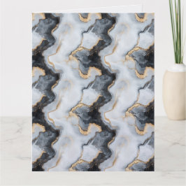 Cartão de Saudação Doblado Preto, Dourado e Mármor