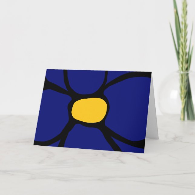 Cartão de Saudação Dobra Flor Azul (Frente)