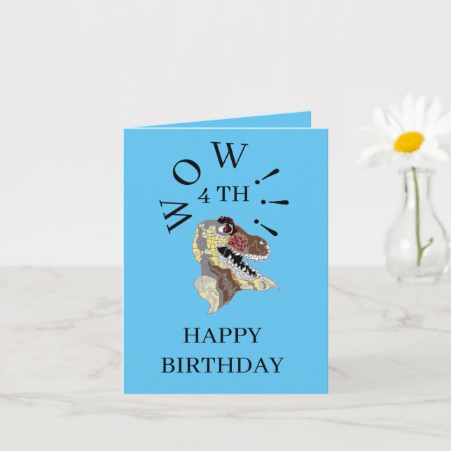 Cartão de saudação dobrado; 4. º ANIVERSÁRIO PARA  (Planta pequena)