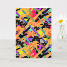 Cartão de Saudação Dobrado com Floral Entrelaçado