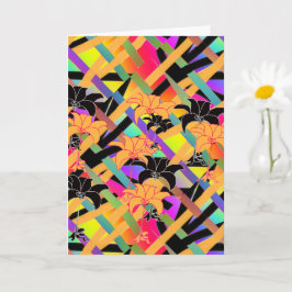 Cartão de Saudação Dobrado com Floral Entrelaçado