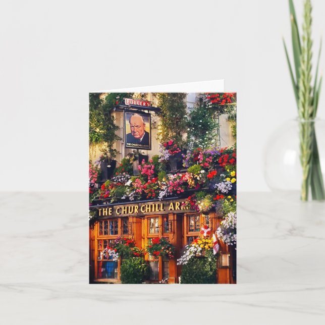 Cartão de saudação dobrado da cena de Londres (Frente)