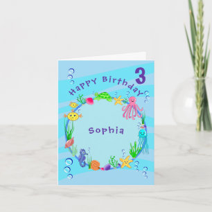 Cartão de Saudação Dobrado de Animais do Mar Cento