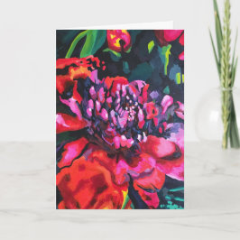 Cartão de Saudação Dobrado de Arte Original Flor V