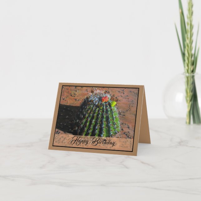 Cartão de Saudação Dobrado de Barrel Cactus (Frente)