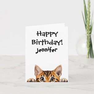 Cartão de Saudação Dobrado de Gato Tigre Tabby Eng
