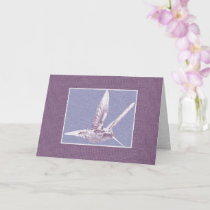 Cartão de Saudação Dobrado de Hummingbird Roxo e B