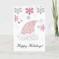 Cartão de saudação dobrado de Santa Hat e Flocos d