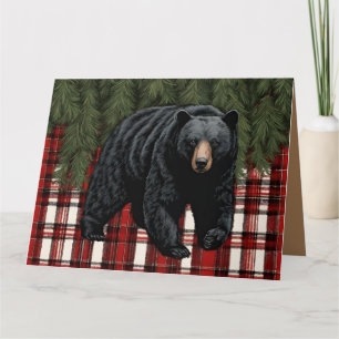 Cartão de saudação dobrado de silhueta de urso pre
