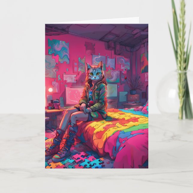 Cartão de Saudação Dobrado do Autismo (Frente)