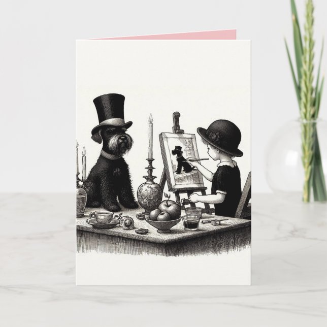 Cartão de Saudação Dobrado do Schnauzer (Frente)