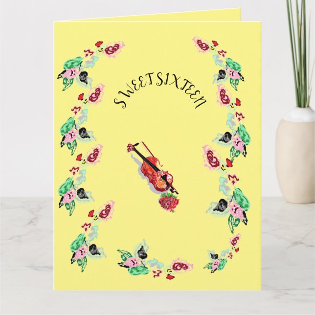 Cartão de Saudação Dobrado : Doce Dezesseis Aniver (Frente)