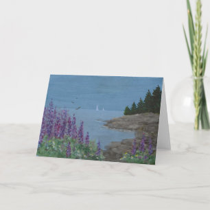 Cartão de Saudação Dobrado Maine Coast Lupins