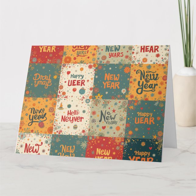 Cartão de saudação dobrado para o ano novo (Frente)