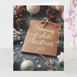 Cartão de Saudação Dobrado para o Natal Branco Dre