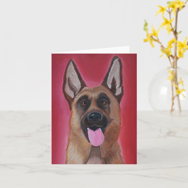 Cartão de saudação dobrado pelo german shepherd (Flor Amarela)