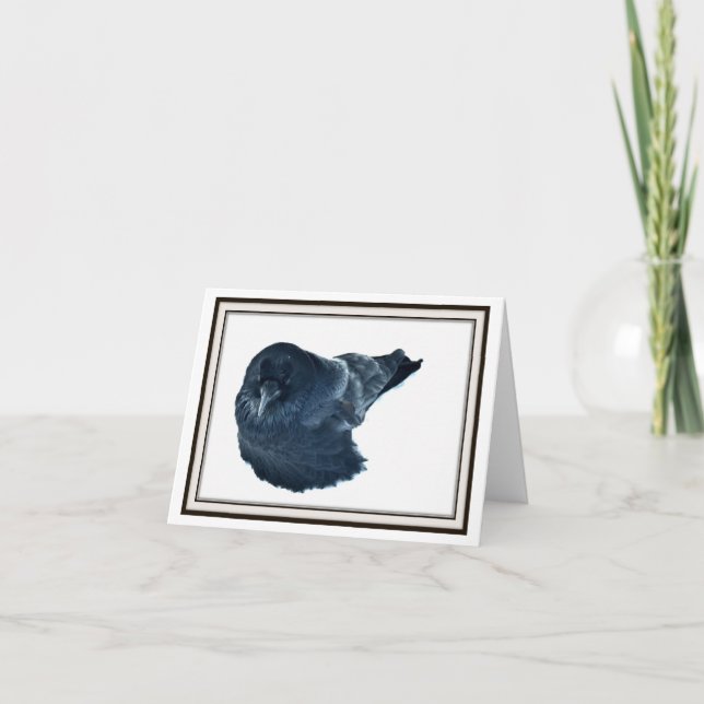 Cartão de saudação dobrável - Corvo no telhado de  (Frente)